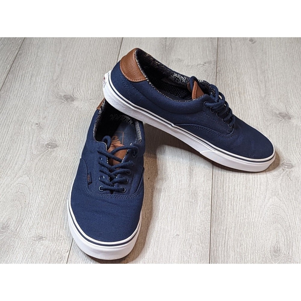 Vans Navy Blue Canvas Sneakers with Brown Accents